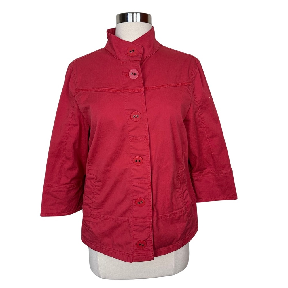 Eddie Bauer Red Cotton Blend 3/4 Sleeve Outdoors Athletic Casual Light Jacket S